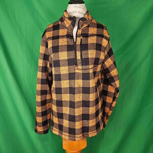 Canadian Weather Gear Mens‎ Orange Black Half Zip Pullover Sweater Large